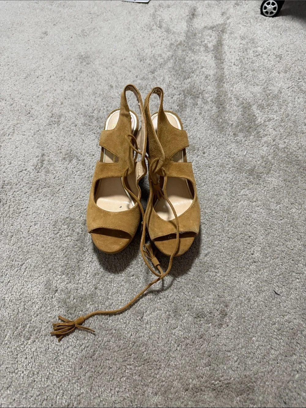 Women’s Suede Lace-Up Wedge Sandals - Tan Jessica Simpson